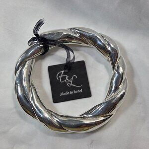 E&L Sterling Silver Electroform Statement Twisted Bangle Bracelet Israel